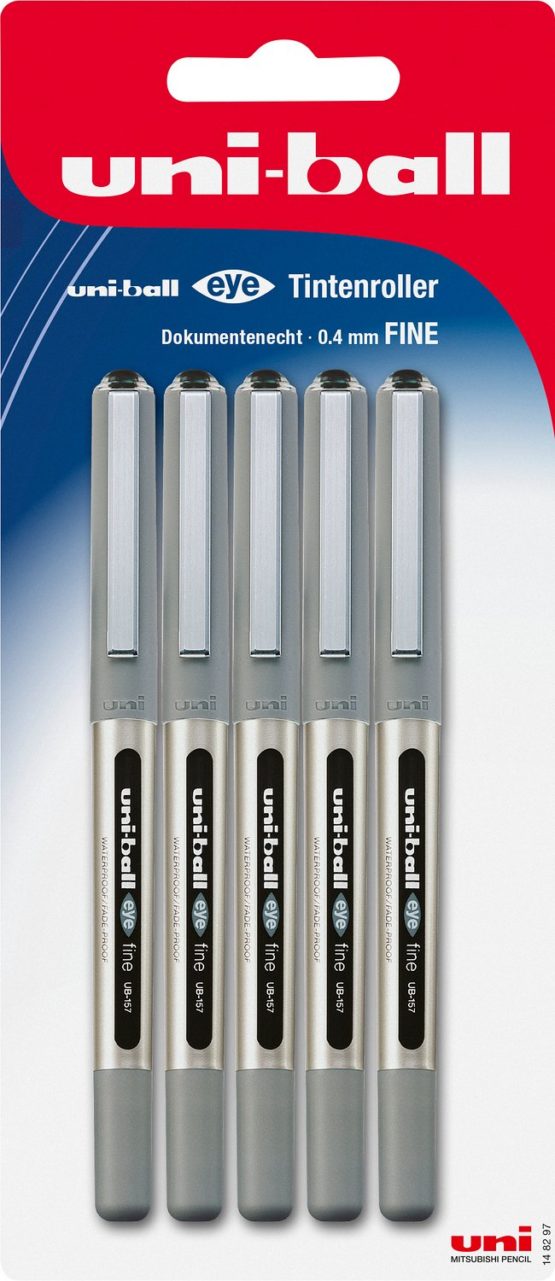 Faber-Castell Uni-Ball Eye UB-157 148297 Rollerball Pen Thickness 0.4 mm Pack of 5 Black