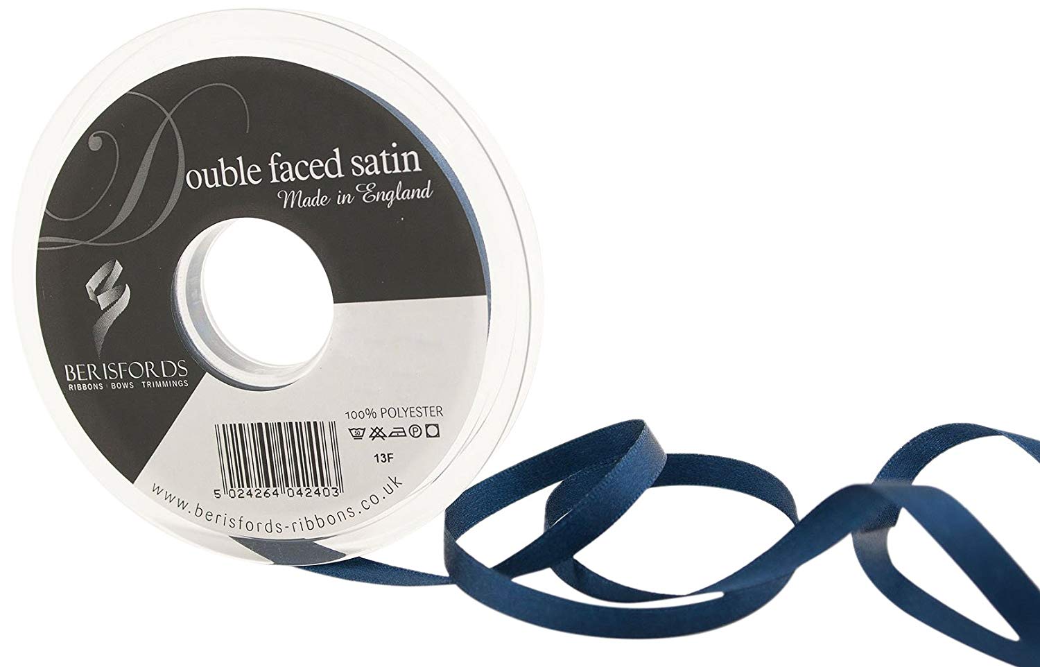 Berisfords Double Satin Ribbon, Navy, 7 mm, 3501-NV-7