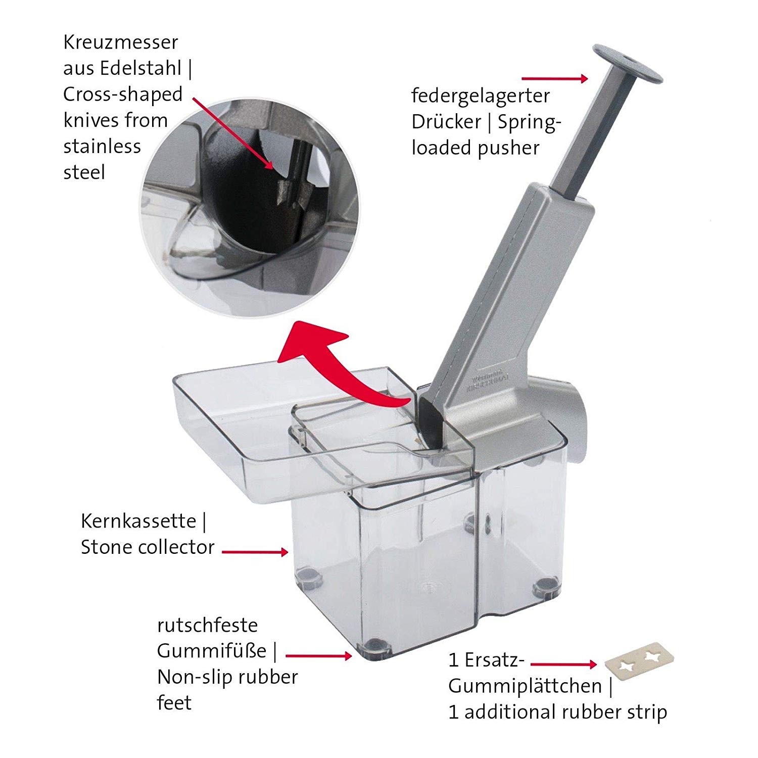 Westmark Cherry Pitter With Chute And Large Core Box, Plastic/Stainless Steel/Aluminium, Kirschomat - Image 3