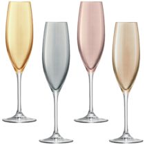 LSA PZ10 Polka Champagne Flute 225 ml Metallics Assorted x 4