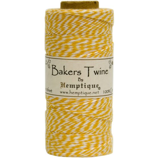 Hemptique Cotton Baker's Twine Spool 2-Ply 410'-Yellow, Other, Multicoloured, 5.81 x 5.81 x 11.52 cm