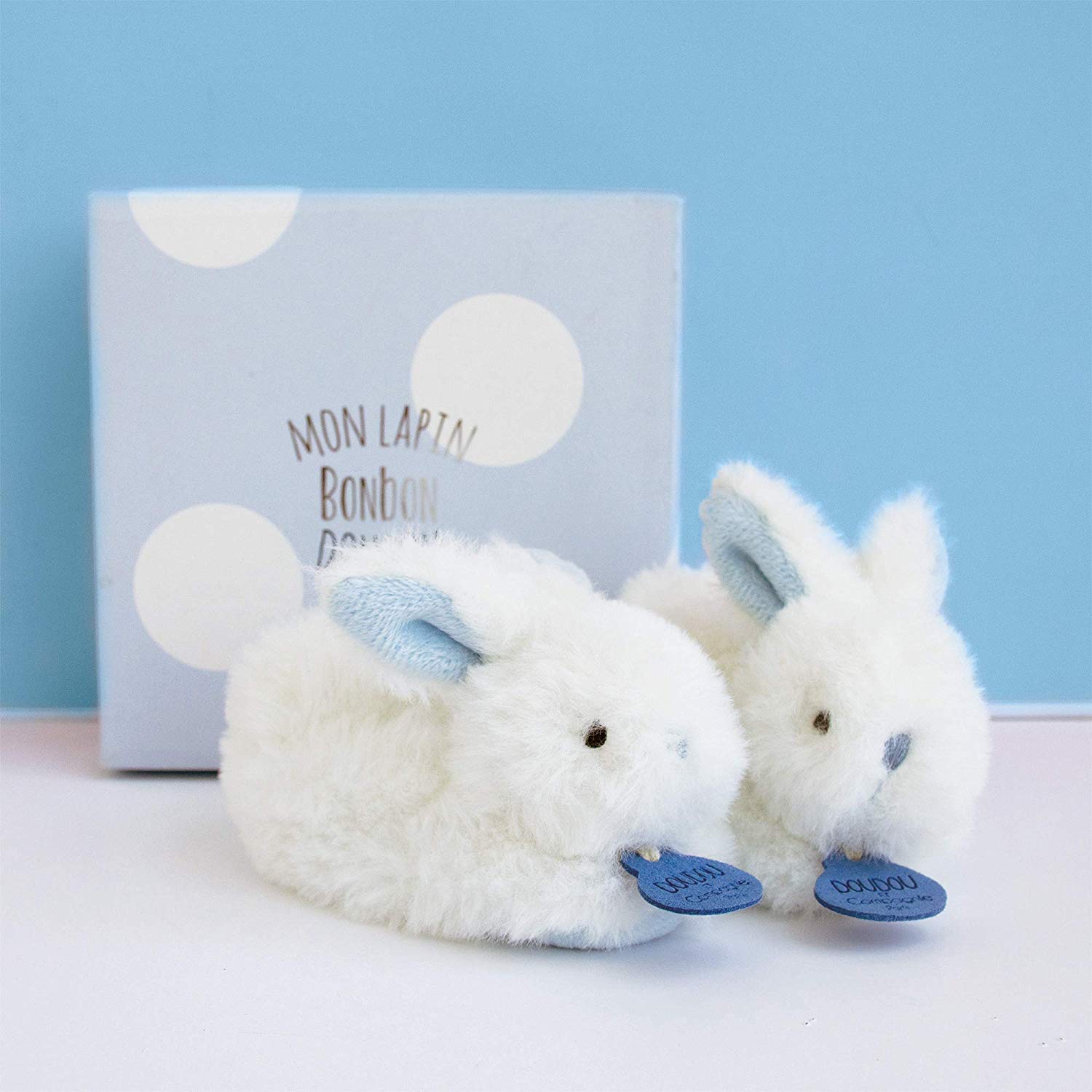 Doudou et Compagnie DC1309 Blue Lapin Bonbon Botties with Rattle (0-6 Months) - Image 4
