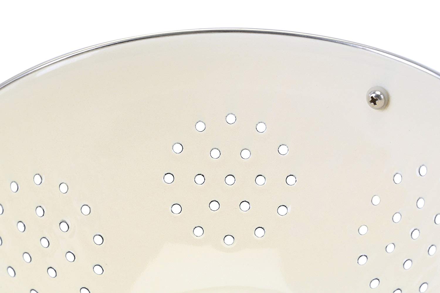 Premier Housewares Enamel Retro Colander, Stainless Steel Pasta Strainer - Cream, H13 x W23 x D23cm - Image 2