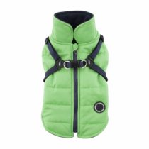 Puppia Dog Coats for Small and Medium Dogs - Waterproof Dog Coat with Harness Lined with fleece for pleasant warmth, Green, S