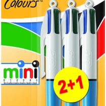 BiC 4 Colour Mini Ball Pen - Black/ Blue/ Red/ Green (Value Pack of 2, Plus 1 Free)