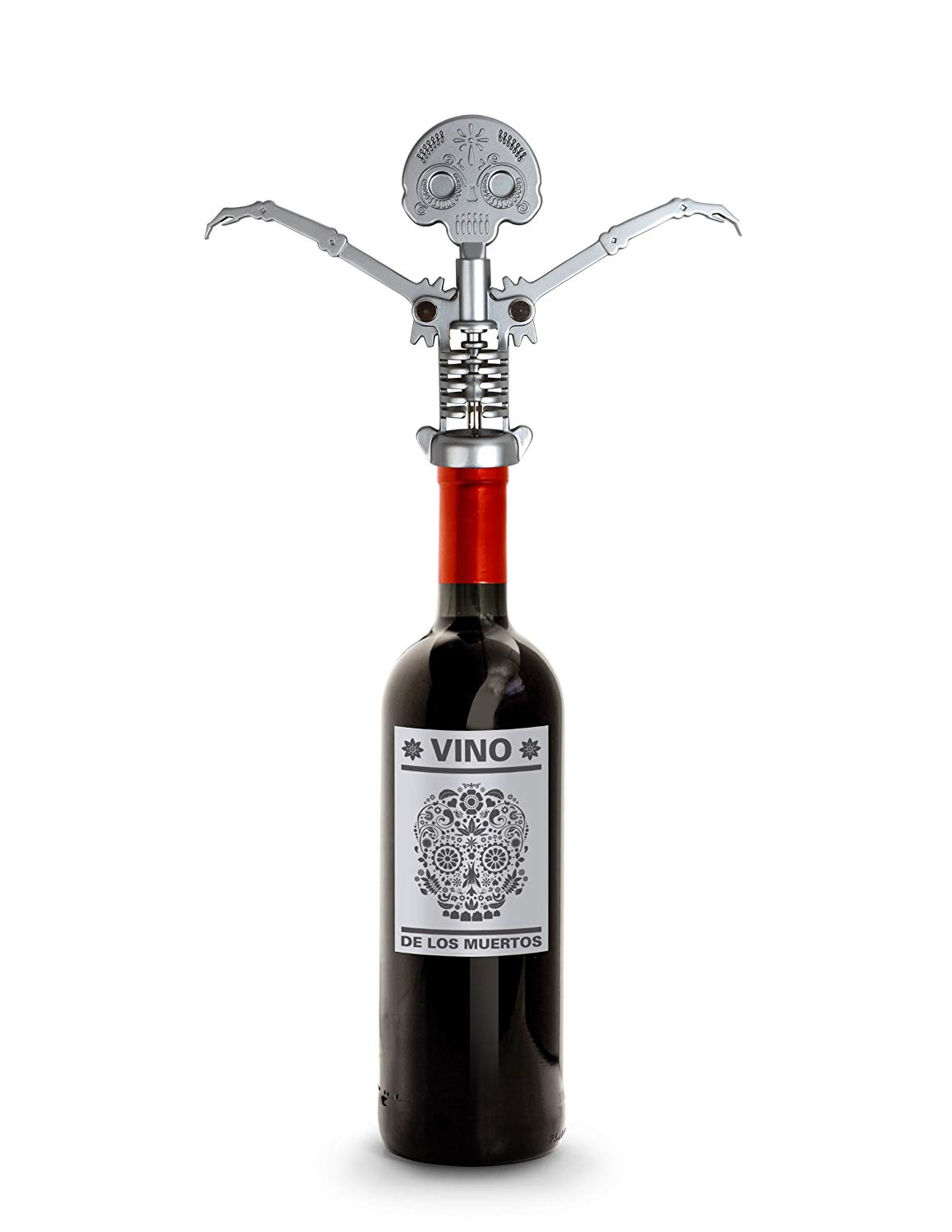 Kikkerland Zinc Alloy Steel Day of The Dead Corkscrew, Grey, CS14, Standard - Image 3