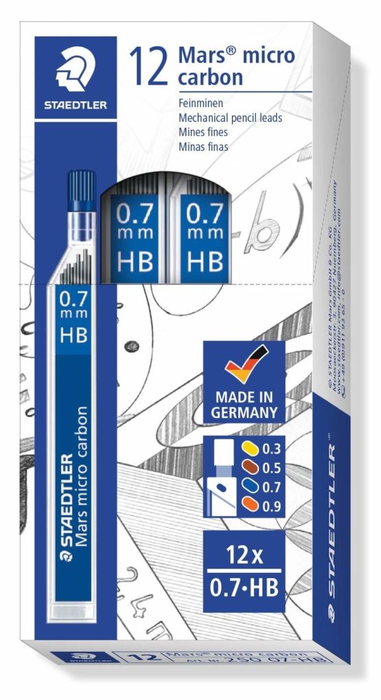 Staedtler 250 07-HB Mars Micro Carbon 0.7mm HB Mechanical Pencil Lead (Pack of 12)