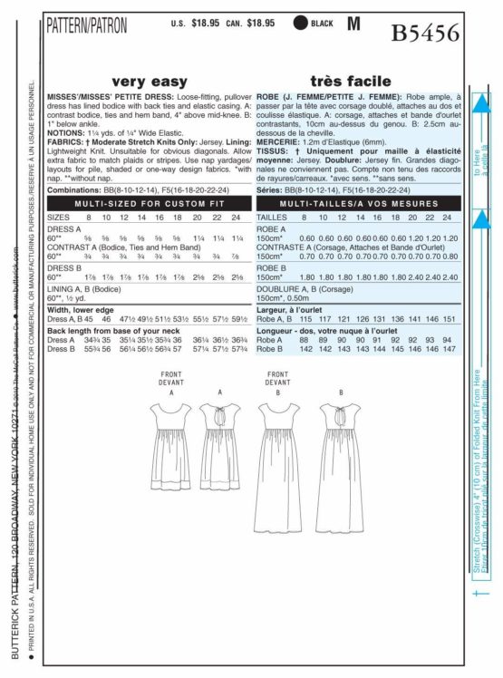 Butterick Patterns B5456 Size F5 16-18-20-22-24 Misses Petite Dress, Pack of 1, White - Image 2