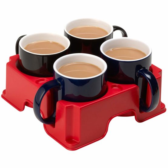 Classic muggi - the most versatile drinks carrier in the world - RedMuggi - non-slip safety tray for mugs / cups, for office, caravans, motorhomes, boat, gardener, students, pubs, disability, gift