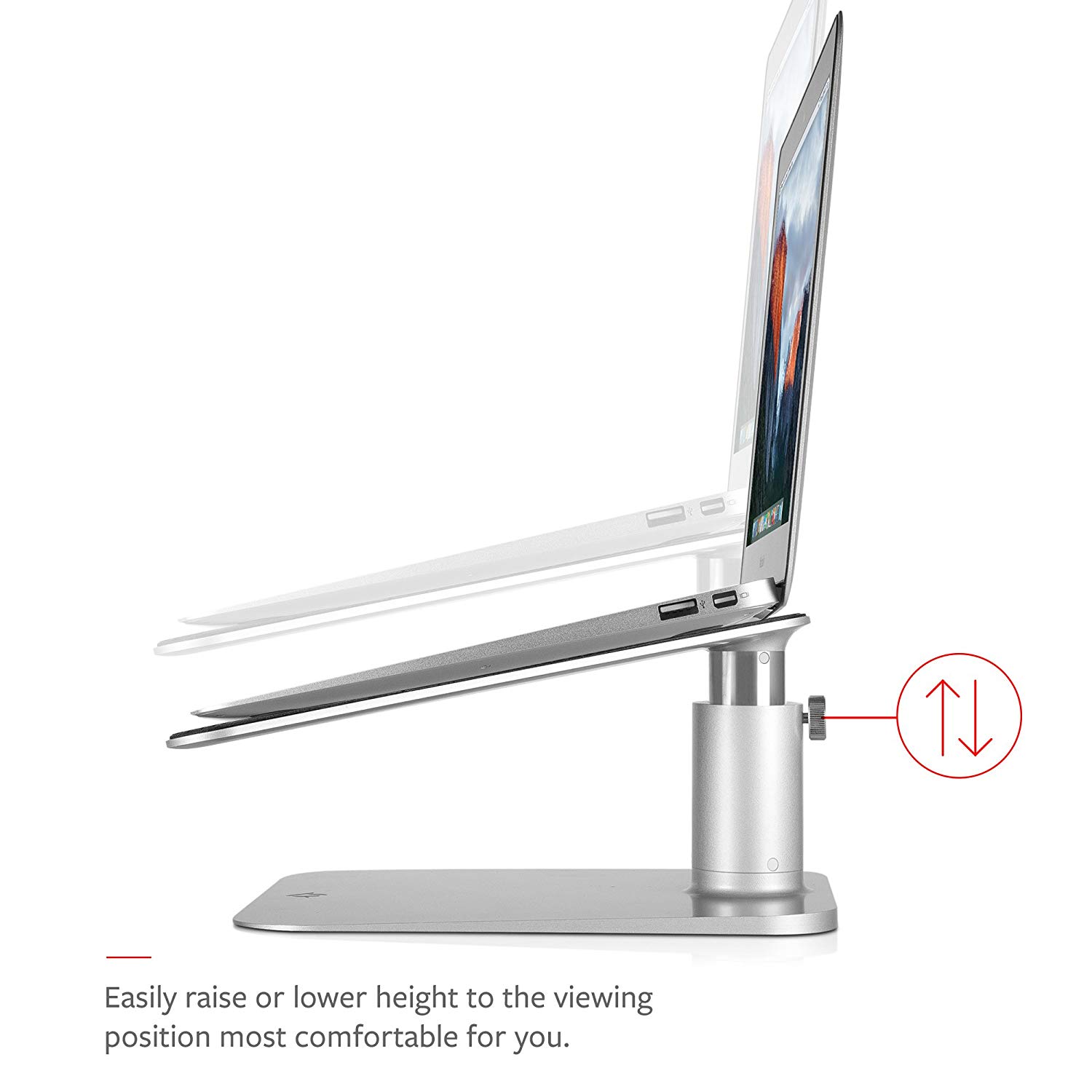 Twelve South HiRise for MacBook Height-adjustable stand for MacBooks & Laptops, Silver - Image 2