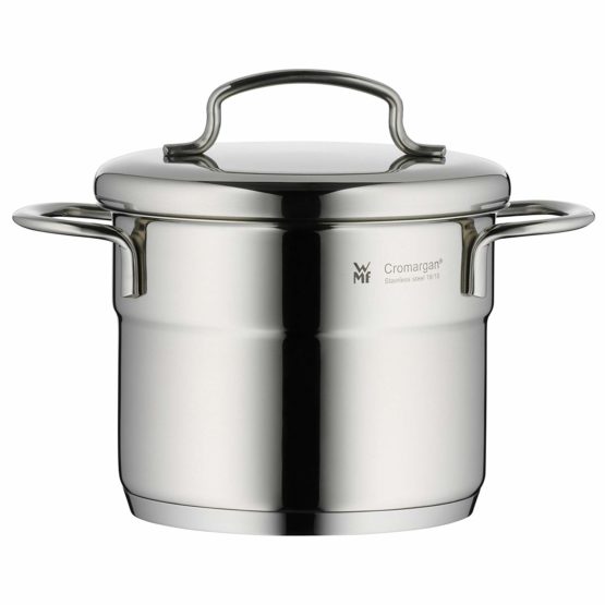 WMF 712776040 cookware Ø 12 cm approx. 1l Mini stackable pouring rim metal lid Cromargan stainless steel brushed suitable for all stove tops including induction dishwasher-safe
