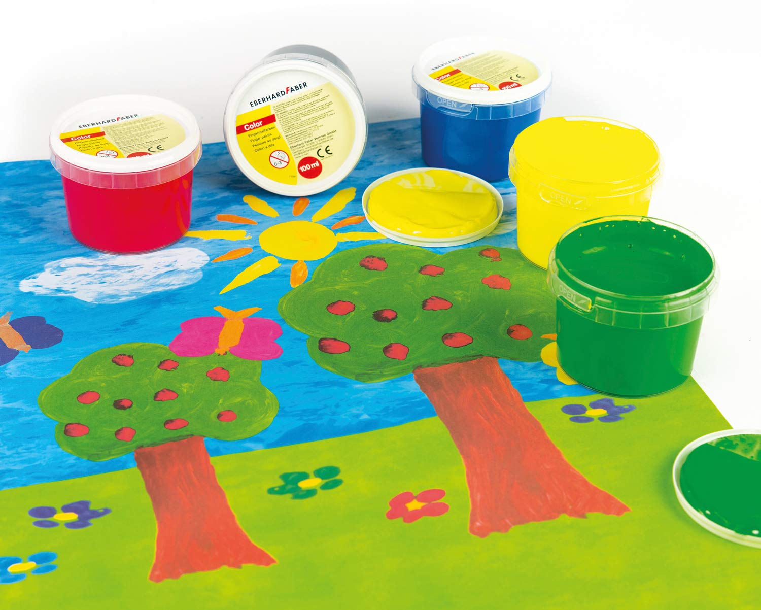 Eberhard Faber 100ml Finger Paint (6 Colours), Standard Colours, 100 ml (Pack of 6) - Image 3