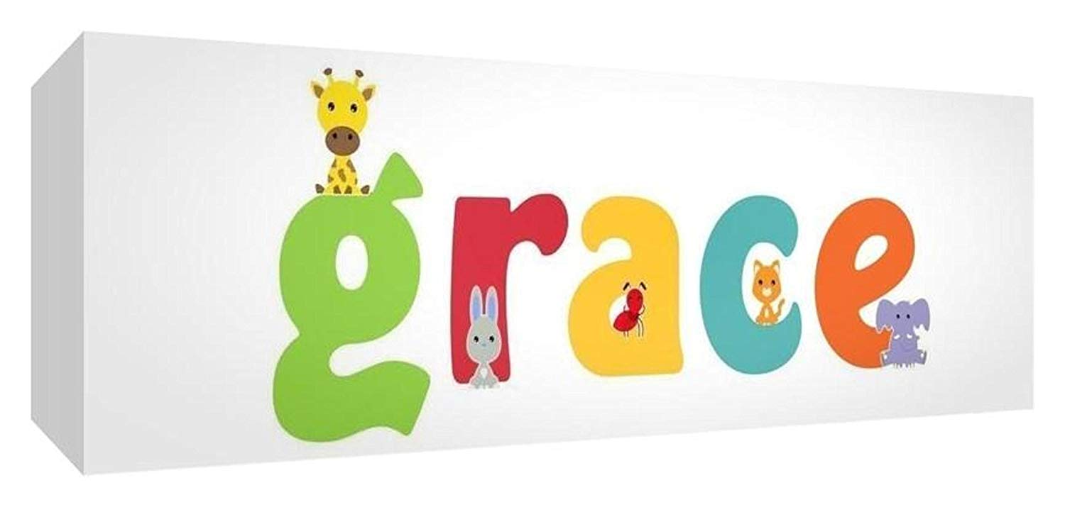 Feel Good Art Grace Gallery Wrapped Nursery Box Canvas with Solid Front Panel (21 x 59 x 4 cm, Medium), Multicoloured, 21 x 59 cm