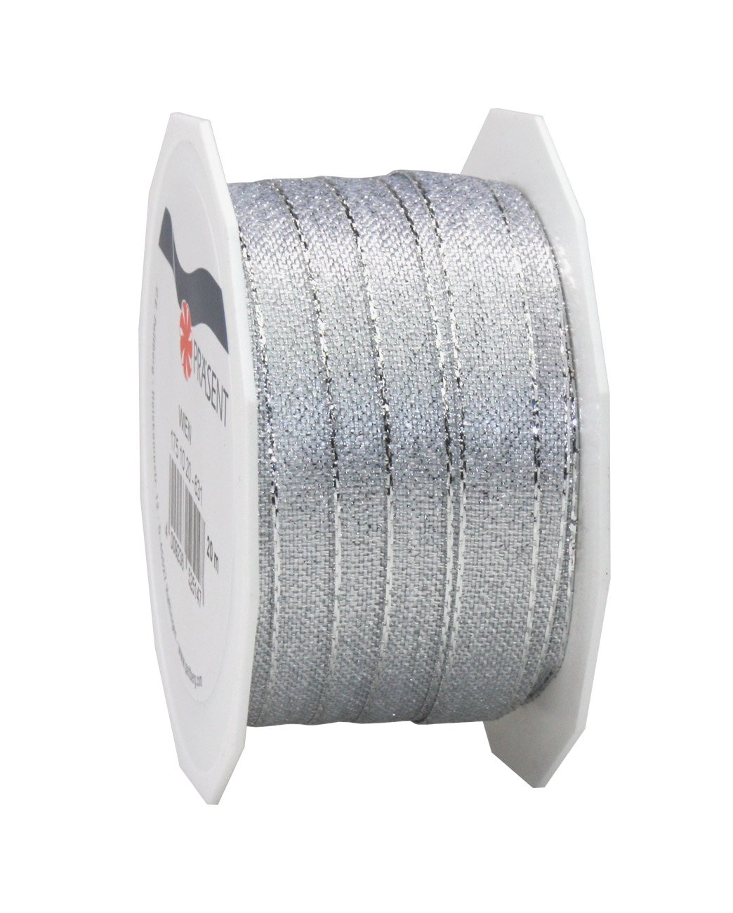 C.E. Pattberg WIEN Gift Ribbon in Silver, 22 yards of Metallic Mesh Ribbon for Gift Wrapping 0.39 inches width