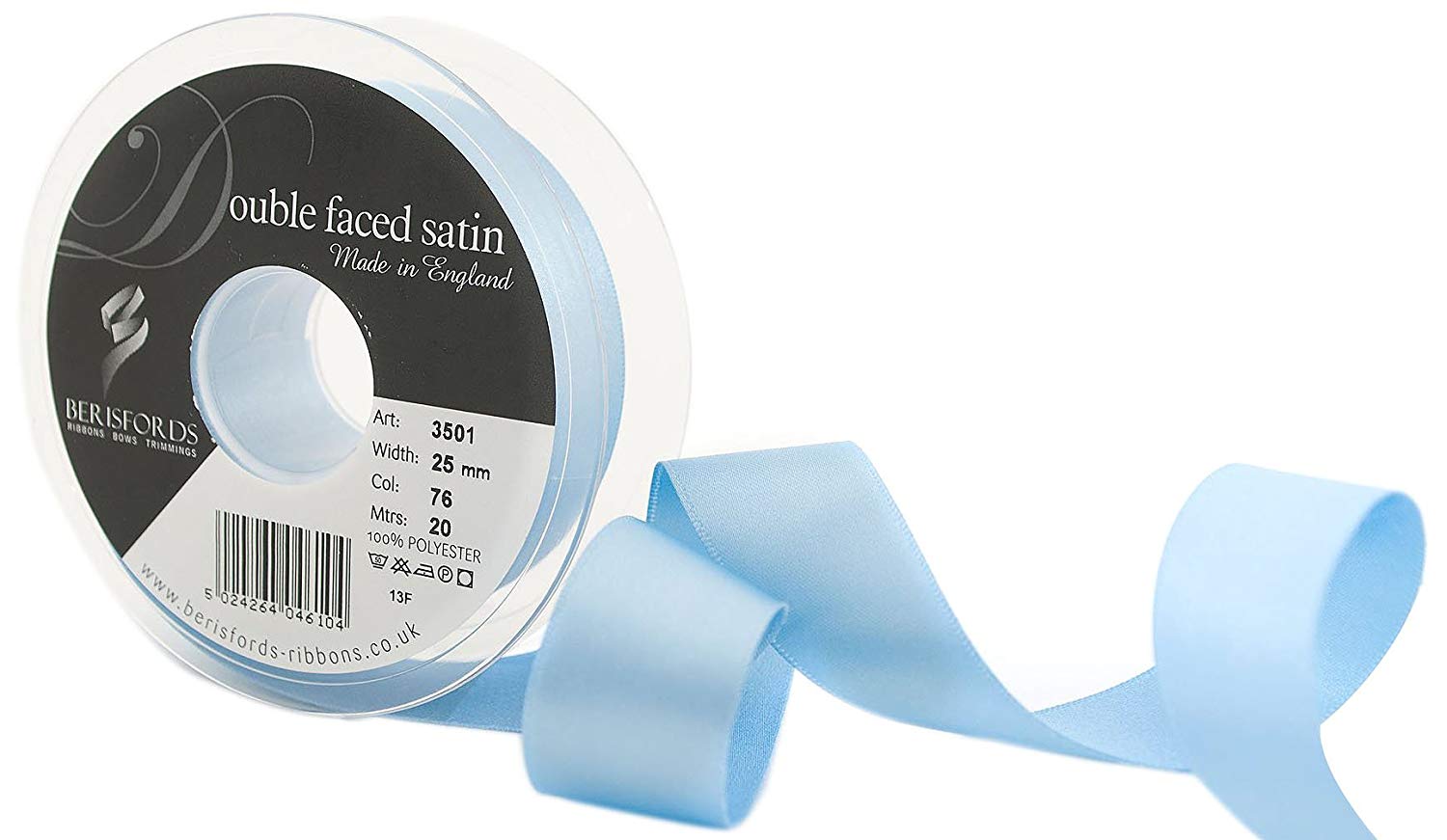 Berisfords 25 mm Cornflower Double-Faced Satin Ribbon