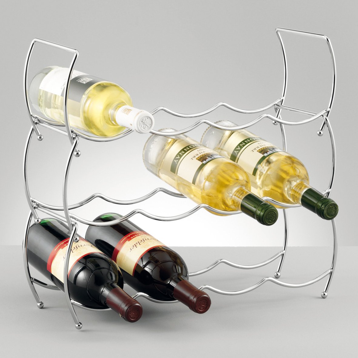 Zeller 27356 42 x 14 x 14 cm Wine Rack/Chrome, Set of 3, Other, 42 x 14 x 14 centimeters - Image 2