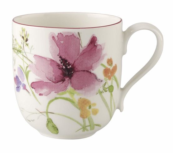 Villeroy & Boch Mariefleur Basic Latte Macchiato, beautiful Premium Porcelain Coffee Mug with Playful Flower Decoration, 480 ml, 0.48 Litre