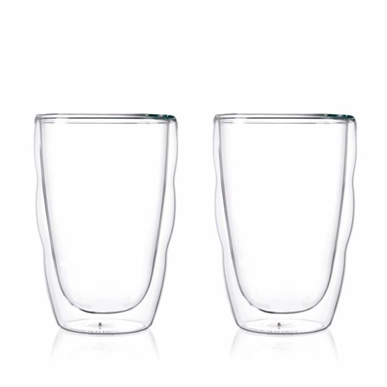 BODUM 10485-10 PILATUS Glass Set (Double-Walled, Isolated, Dishwasher Safe, 0.35 L/12 oz) - Pack of 2, Transparent