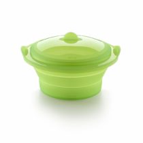Lékué 3400500V09U008 Fold-Up Steamer Pot 24cm in Green, Platinum Silicone