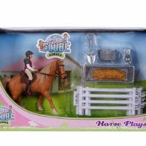 Kids Globe Horses Horse Play Set (Small Horse Playset, Kids Globe Farming, Playset) with 1 Horse, 1 Rider, Pasture Fence and Accessories - 640073