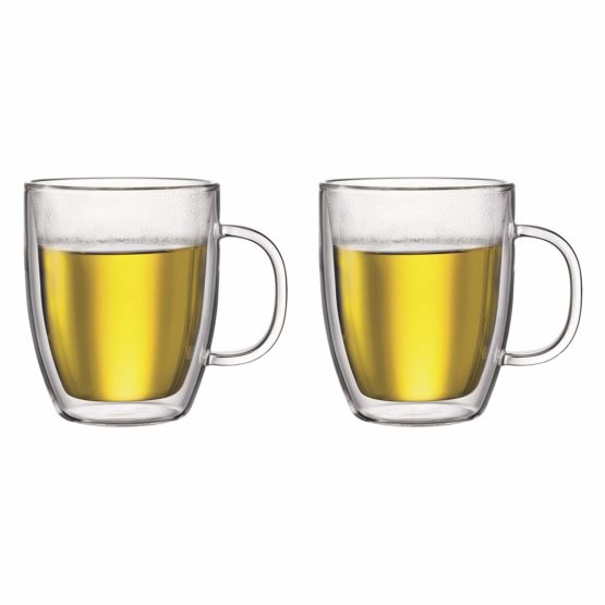 Bodum 10606-10 BISTRO Espresso Mug Set (Double-Walled, Dishwasher Safe, 0.45 L/15 oz) - Pack of 2, Transparent
