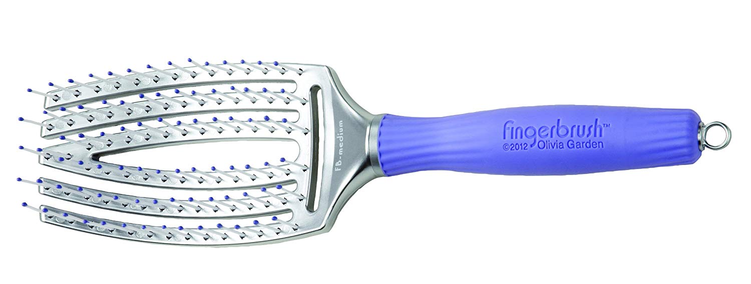 Olivia Garden Fingerbrush - Ionised Nylon Bristles - Medium Size - Black
