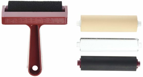 Speedball Art Products Speedball Pop-in 4-inch Roller Brayer Kit Foam, Hard Rubber and Acrylic, Black