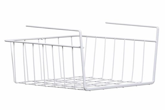 Premier Housewares White Under Shelf Storage Basket for Cupboard Cupboard Shelf Organiser Pantry Storage Baskets Store Organiser for Cupboard.