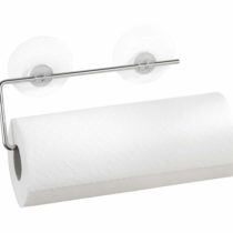 WENKO Static-Loc Kitchen roll Holder-Fixing Without Drilling, Chrome plated metal, Silver Shiny, 30 x 8.5 x 0.1 cm