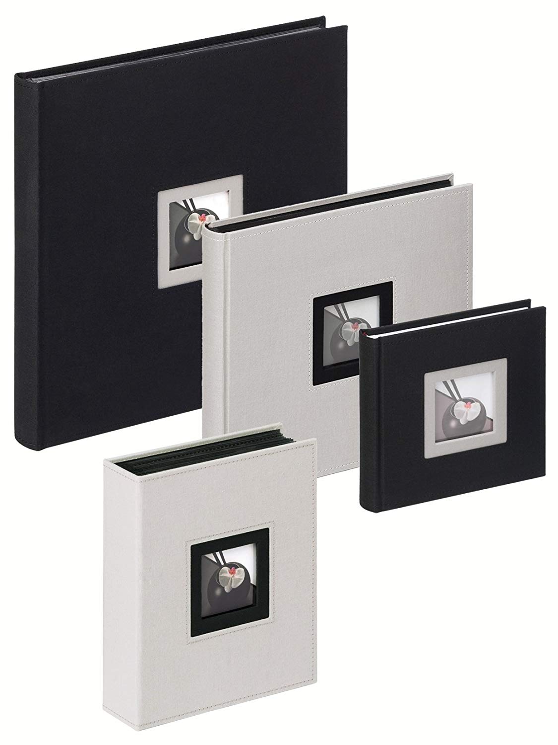 walther design Photo Album Beige-Grey 26 x 26 cm Linen with Cover Punching, Black and White FA-209-D - Image 2