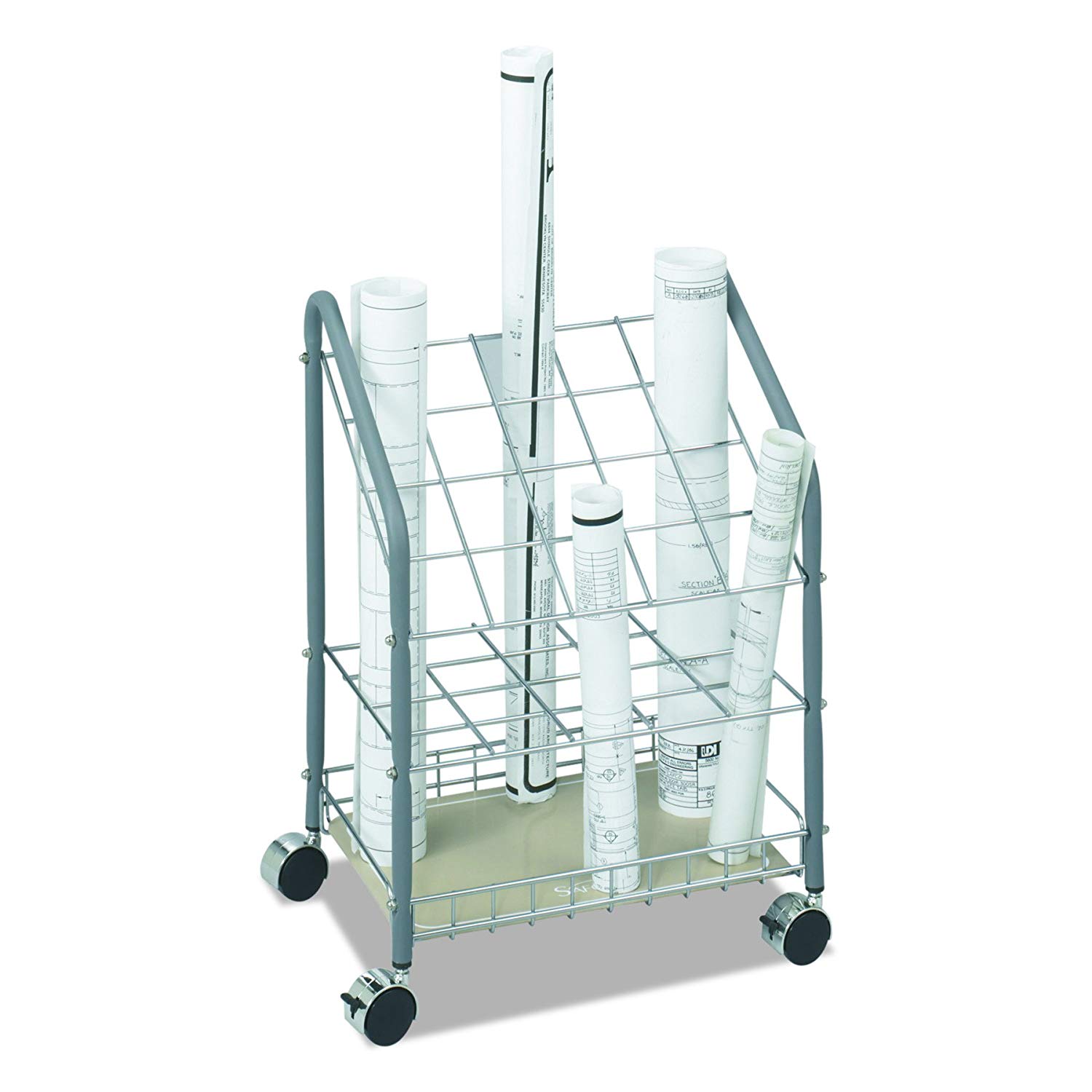 Safco 3091 Tubular Steel Wire Roll File with 20 Compartments - Silver - Image 3