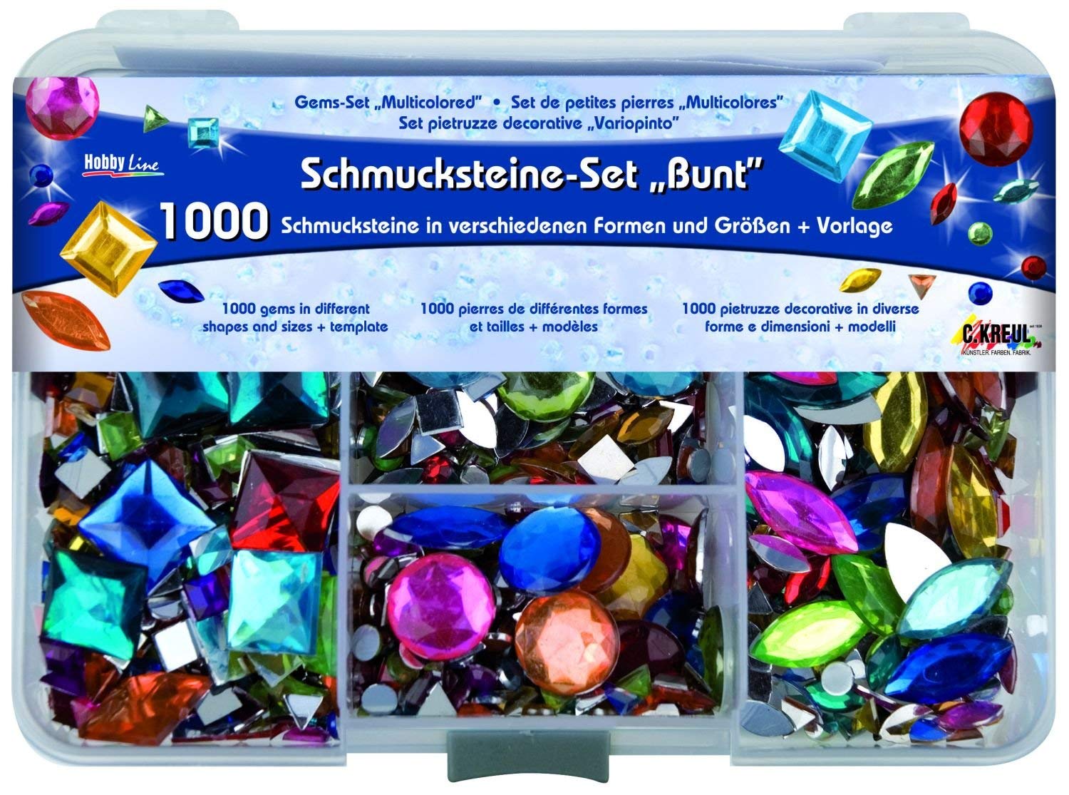 KREUL Hobby Line Multicoloured Decorative Stones Set - 1,000 Decorative Stones, 1 - Pack