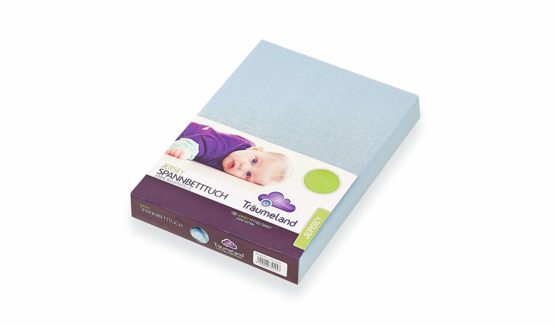 Jersey Cotton Fitted Sheet, 40 x 90 cm, Light Blue