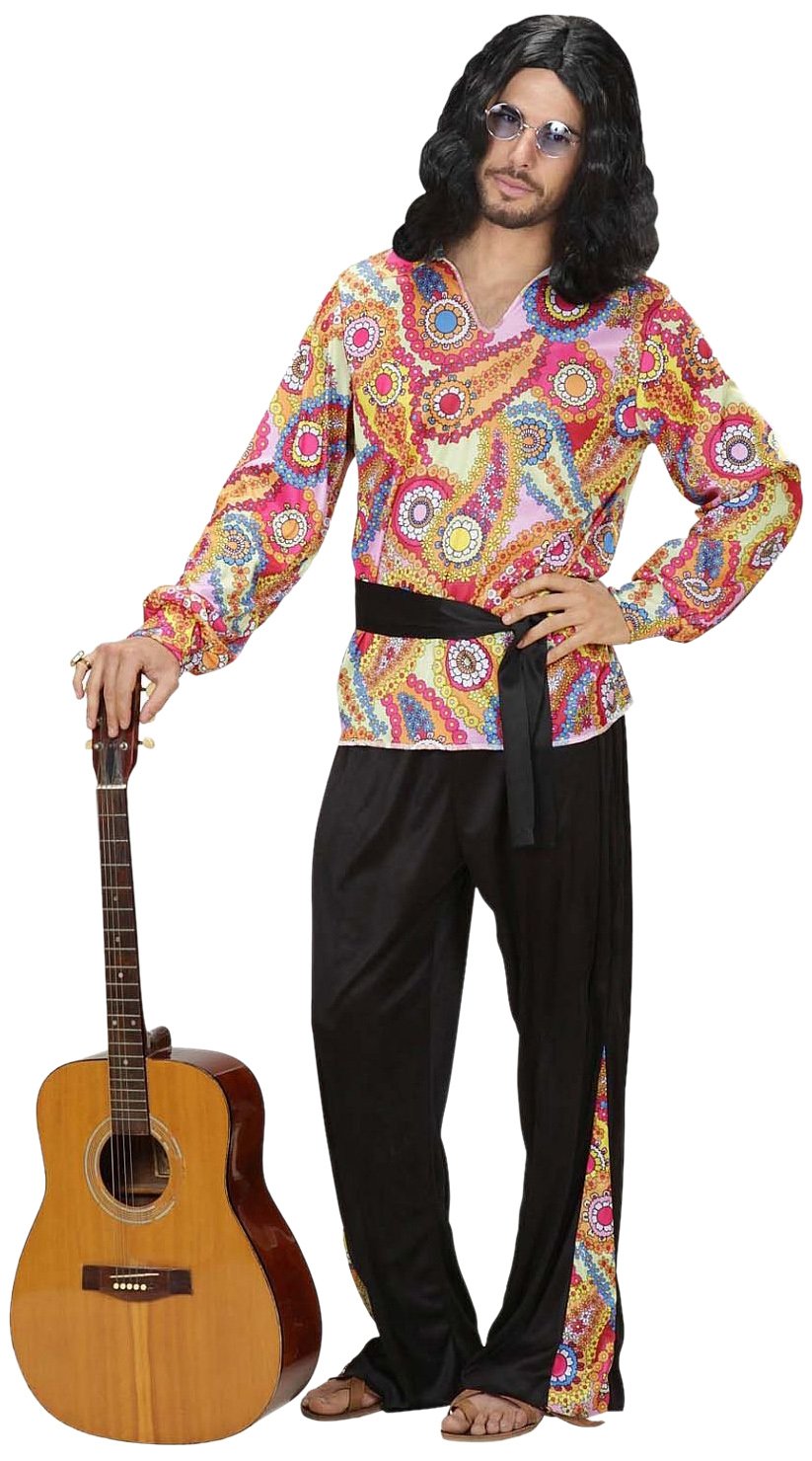 Hippie Dude Costume Extra Large for 60s 70s Hippy Fancy Dress, Multicolour, Mens XL, Mens -> Chest 46-48