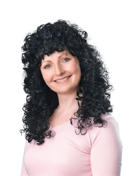 Bristol Novelty BW320 Curly Long Black Wig Budget, One Size