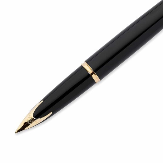 Waterman Carène Black Sea Fountain Pen, High-Gloss Black and 23k Gold Clip, Medium Nib with Blue Ink Cartridge, Gift Box - Image 3