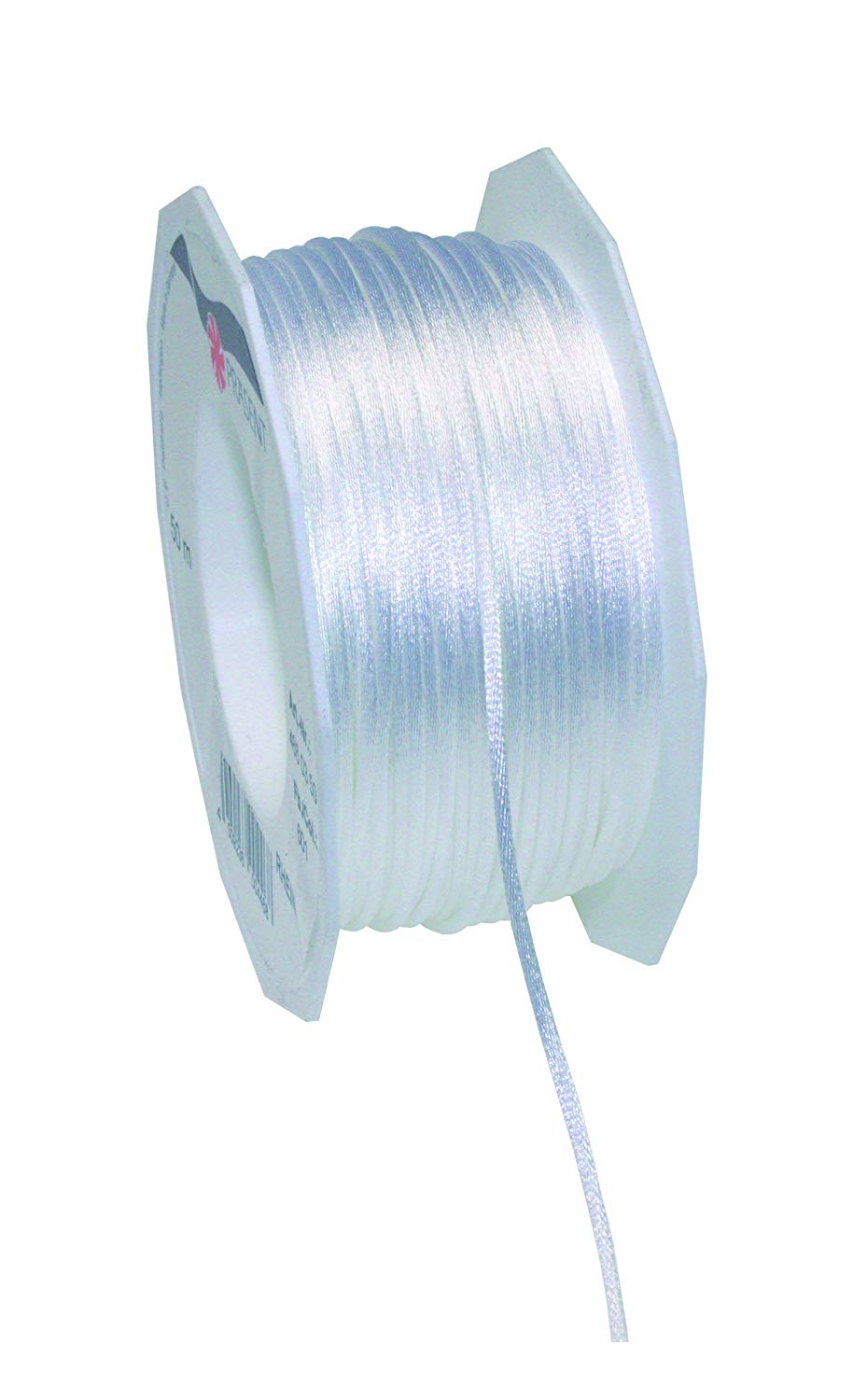 C.E. Pattberg RHEIN Cord Ribbon, white, 50 m Braided Cord for Wrapping Gifts Parcels, And Presents, 3 mm Width
