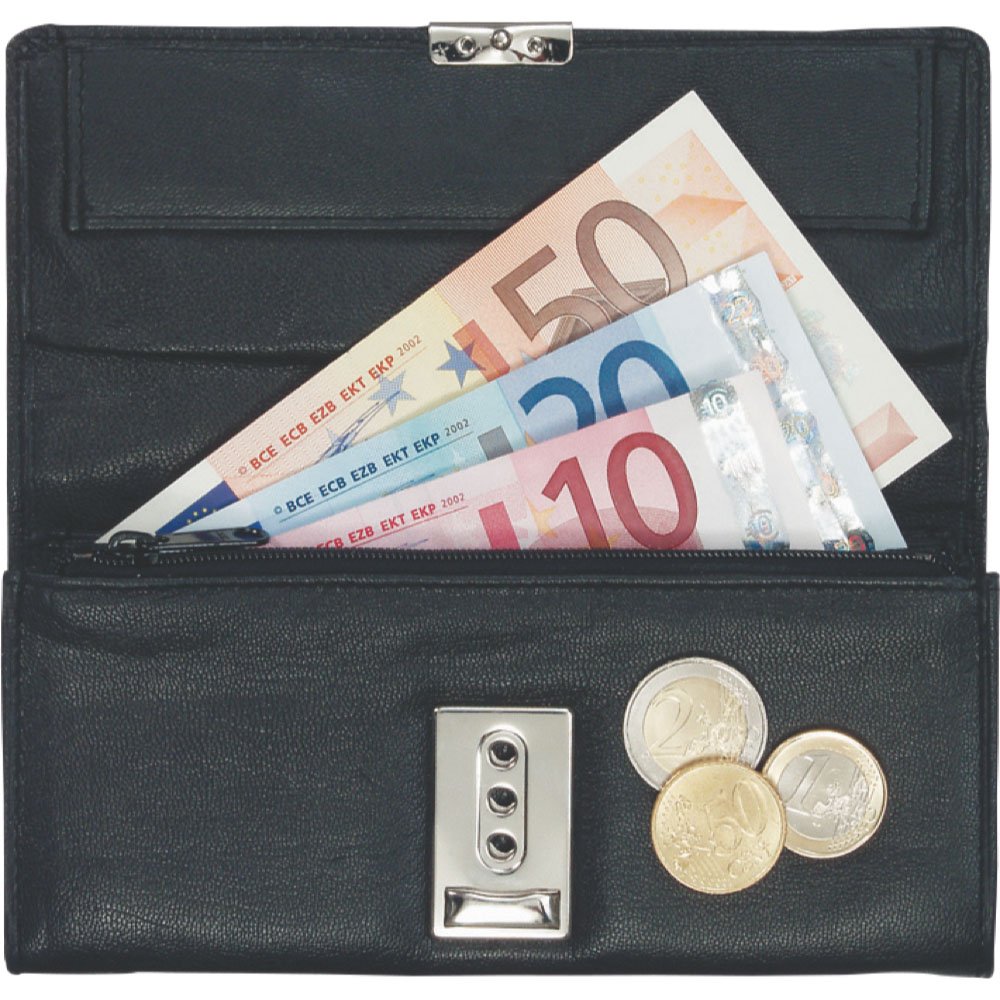Lightpak Alassio 42080 Waiter's Wallet with Metal Chain and Carabiner Nappa Leather Approx. 18.5 x 9.5 x 3 cm Black - Image 3