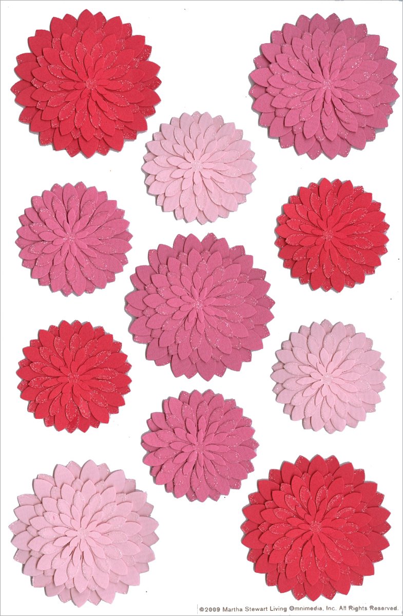 Martha Stewart Crafts Dahlia Stickers, Red/ Pink