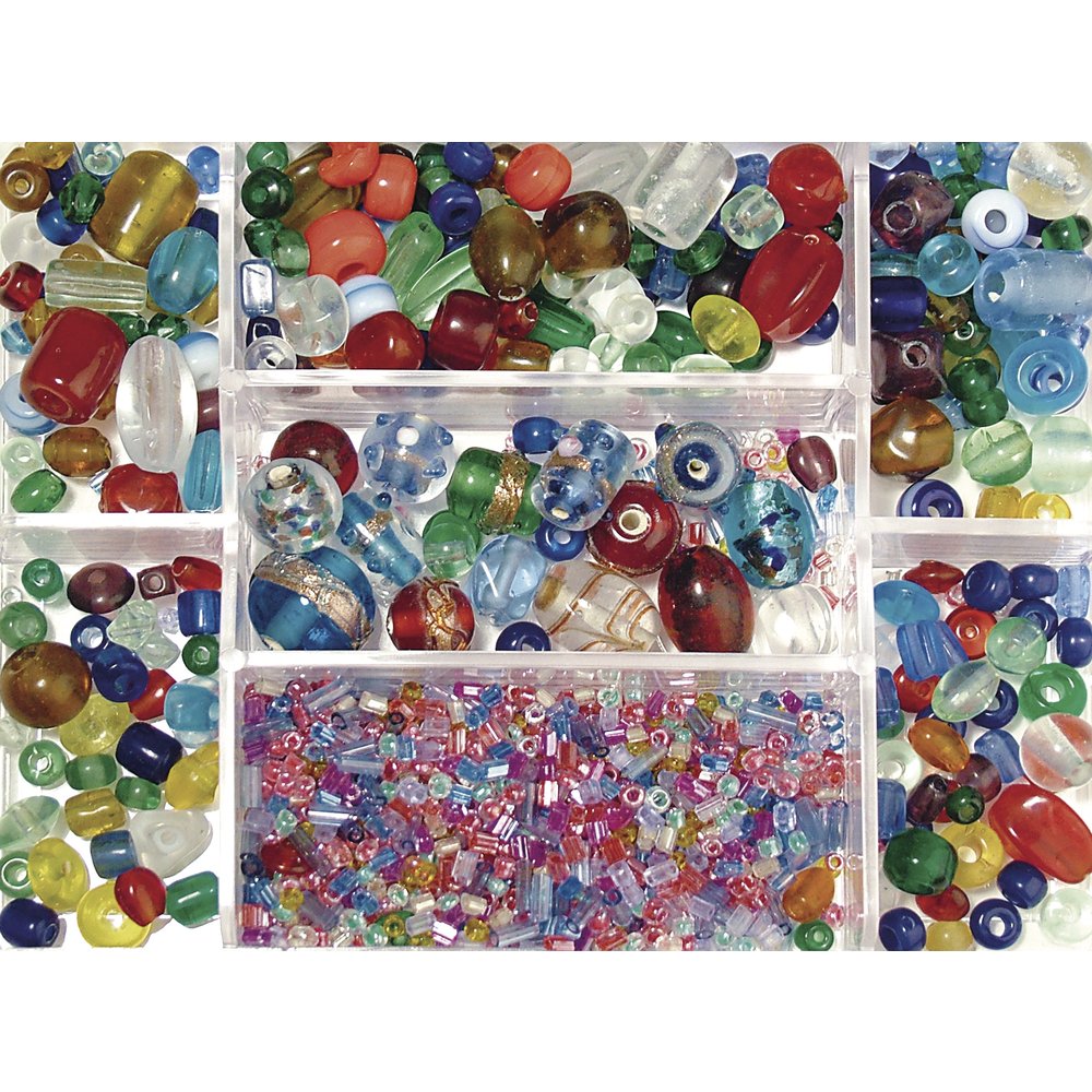 Rayher Glass Beads for Jewellery Making and Crafting Assorted Round Beads, Seed Beads, Column Beads and Spacer Beads