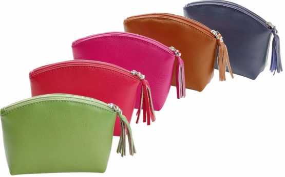 Alassio 15.5 x 11 x 5.5 cm Blue Genuine Leather Zipper Cosmetic Bag Purse Holder 16 cm - Image 2