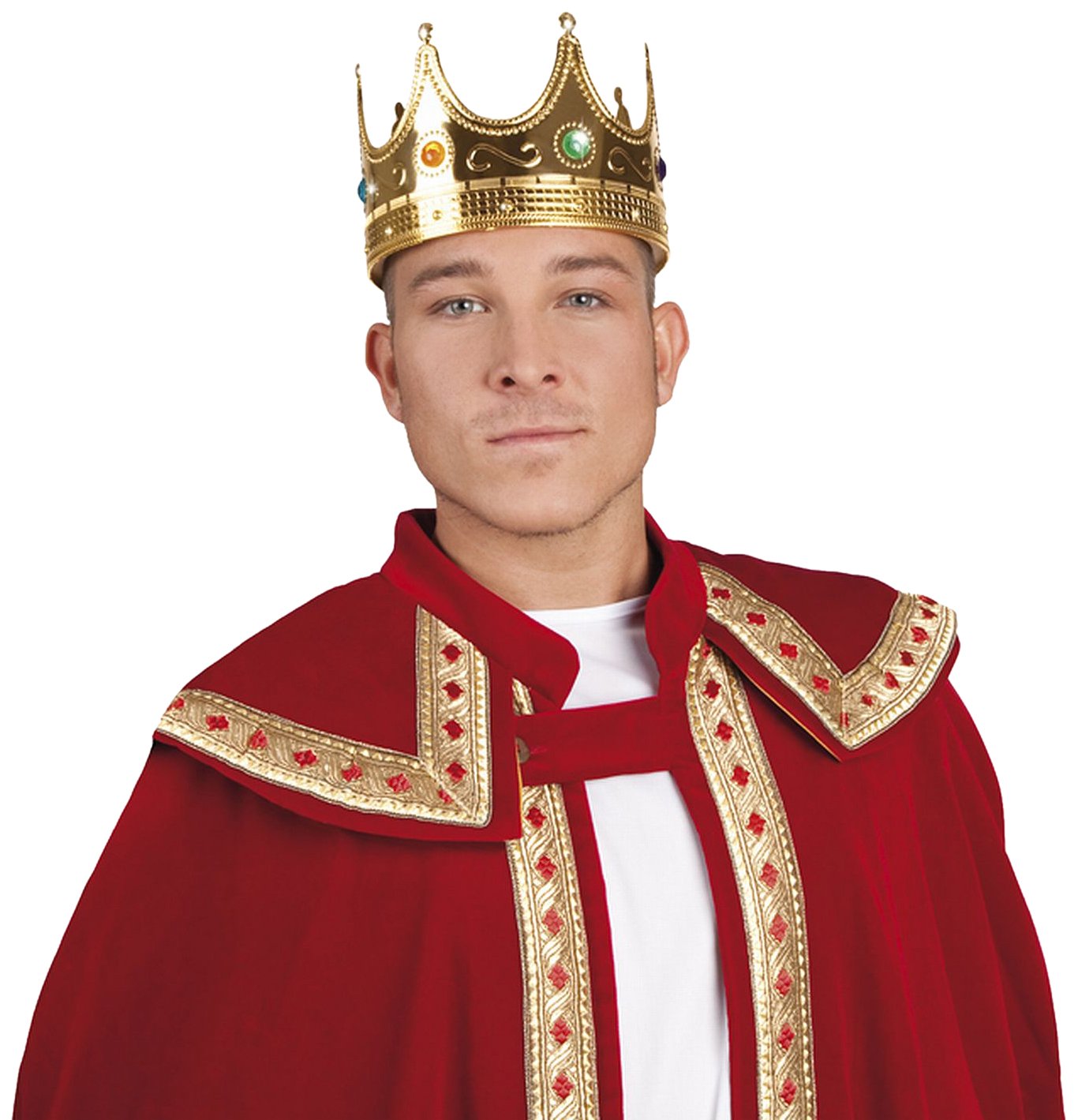 Boland Adults Kings Crown, Gold, Royal Fancy Dress Accessory, Crown for Men Headwear, Coronation, World Book Day, Nativity