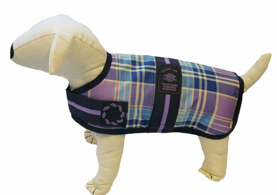 Outhwaite Padded Check Dog Coat, 16-inch, Lilac - Image 2