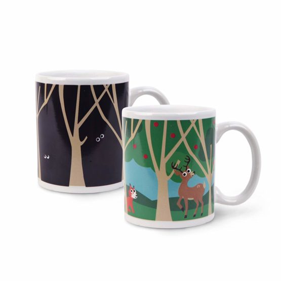 Kikkerland Stoneware Thermographic Ink Woodlands Morph Mug, Multi-Colour, CU85 - Image 2