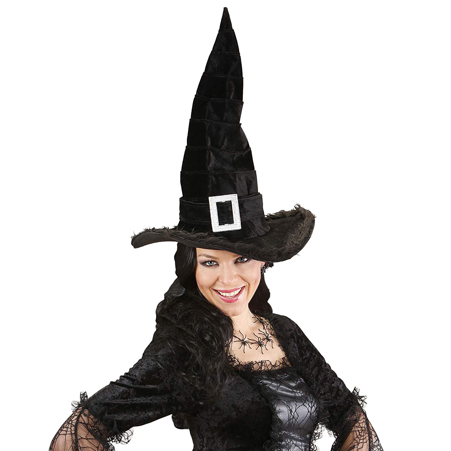 Velvet Witch s with Plush Trim & Buckle Halloween Hats Caps & Headwear for Fancy Dress Costumes Accessory - Image 3