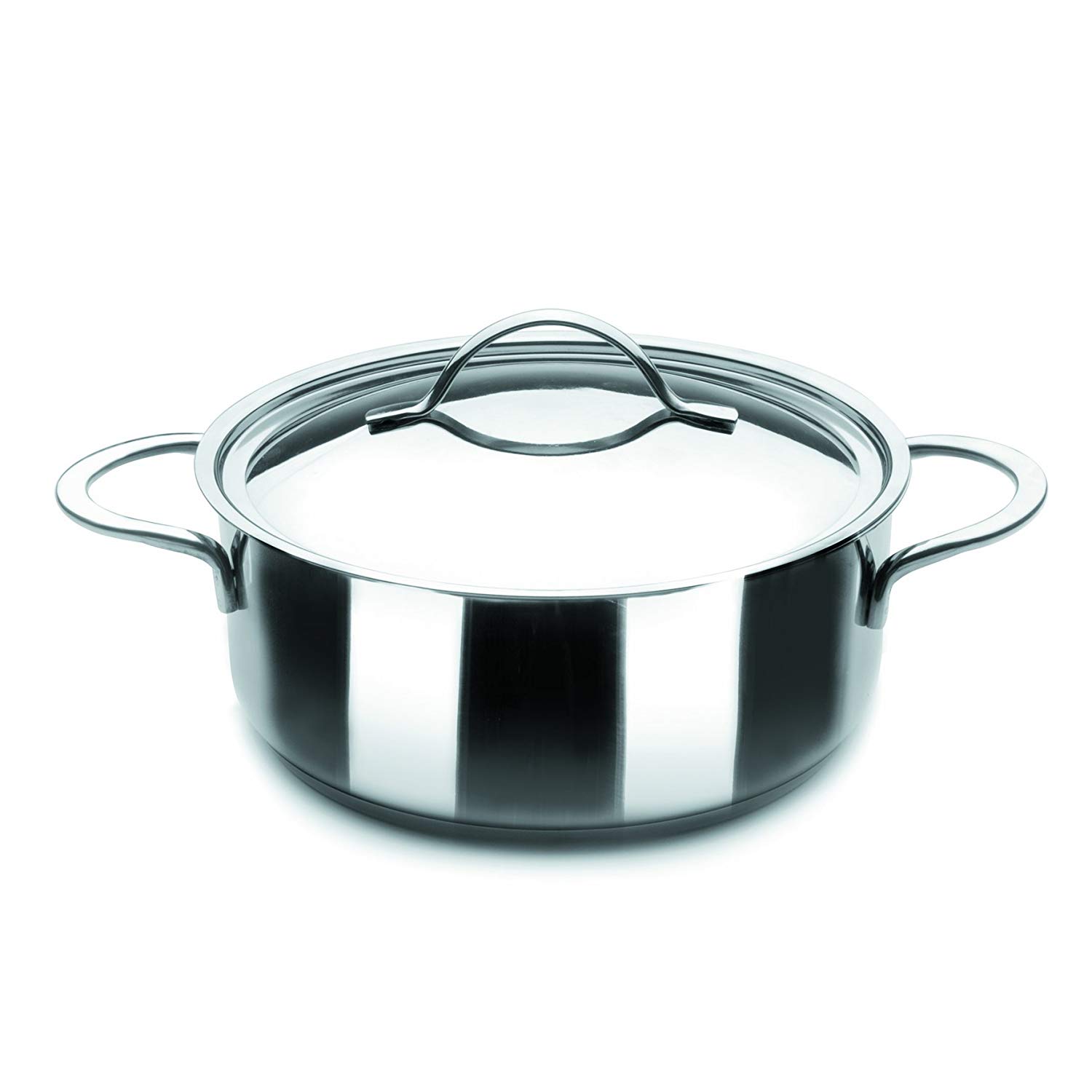 IBILI Noah Casserole with Lid, 24 cm, 18/10 Stainless Steel, Suitable for Induction Hobs, Silver, 24 x 24 x 7 cm