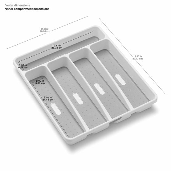 madesmart 29105 Drawer Storage with 5 Compartments White Plastic 33 x 29 x 4.5 cm - Image 4