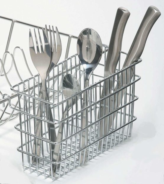 KitchenCraft KCCUTDRAIN Cutlery Drainer Caddy with Hooks, Metal, Silver, 25 x 25 x cm - Image 2