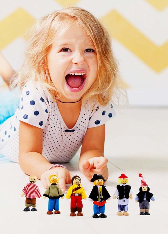 small foot 1955 pirate minidolls in set of 6, made of wood, pirate dolls with movable limbs, from 3 years - Image 3