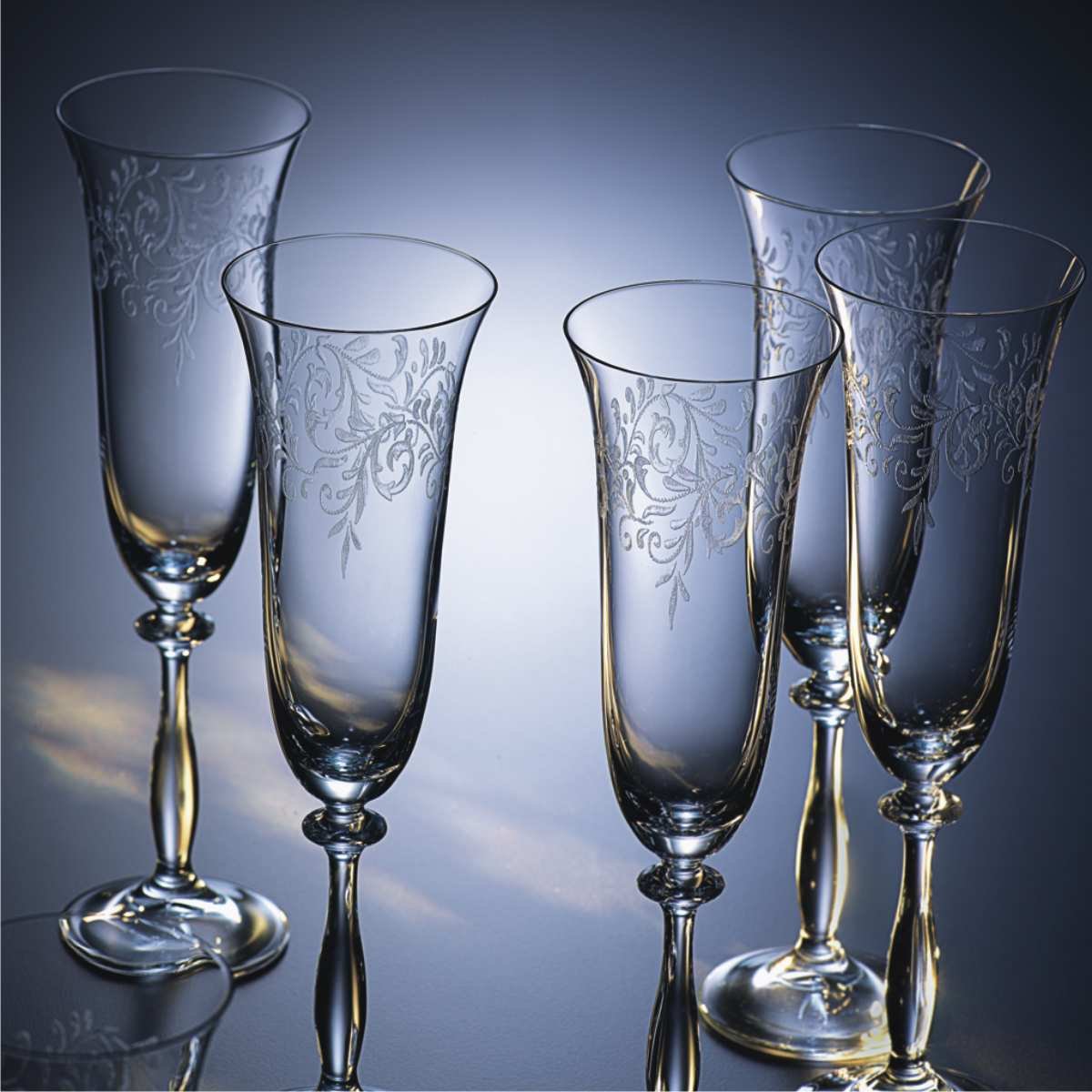 Bohemia Crystal 093/006/014 Romance Champagne Flute Set 190 ml of 6 